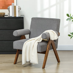 Cashmere Accent Chair Armchair with Wide Seat and Soft Padded Armrests for Reading, Bedroom, Cream White
