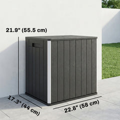 30 Gallon Storage Box, Outdoor Side Table with Umbrella Holder, Black