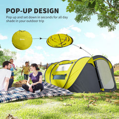 4 Person Camping Tent, Easy Pop Up Tent with Doors, Windows and Carry Bag, Automatic Setup Tent for Hiking, Blue