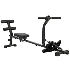 Hydraulic Rowing Machine with LCD Monitor, Sit-Up Function for Home Gym, Black