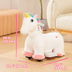 6V Ride on Unicorn, Battery Powered Kids Riding Pony with Music Forward, Aged 18-36 Months, White