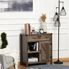 Rustic Barn Door Storage Cabinet Modern Farmhouse Buffet Sideboard for Kitchen & Dining Room Dark Oak