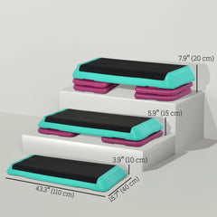 3.9"/5.9"/7.9" Aerobic Stepper Exercise with Non-Slip Top for Home, Office, Indoor, Outdoor, Multicolour