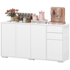 Kitchen Sideboard Storage Cabinet, Modern Coffee Bar with Push-Open Design and 2 Drawers for Living Room, White