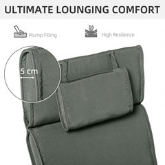 Lounger Chair Cushion ONLY with Thick Padded, Headrest, Cream White