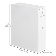 Space Saving Toilet Paper Cabinet, Narrow Bathroom Cabinet with Drawers and Hidden Storage, White