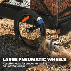 Bike Trailer, Bike Cargo Trailer with Quick Release 16" Wheels, Cargo Net, Safe Reflectors and Red Flag