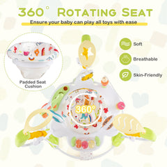 Baby Activity Center Height Adjustable Baby Bouncing Saucer with Interactive Toys-Yellow