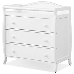 Baby Changing Table Infant Diaper with 3 Drawers and Safety Belt-White