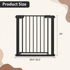 Baby Gate for Stairs Pressure Mounted Auto-Close Door Gate-Black