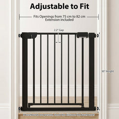 Baby Gate for Stairs Pressure Mounted Auto-Close Door Gate-Black