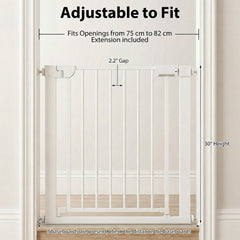 Baby Gate for Stairs Pressure Mounted Auto-Close Door Gate-White