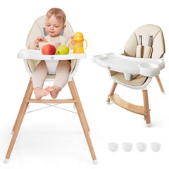 Baby High Chair with Dishwasher Safe Tray-Beige