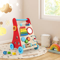 Baby Push Walker with Handle and Wheels for Boys & Girls 3+ Years Old-Muticolor