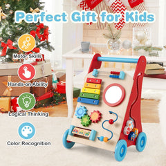 Baby Push Walker with Handle and Wheels for Boys & Girls 3+ Years Old-Muticolor