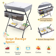 Baby Storage Folding Diaper Changing Table-Gray