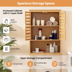 Bamboo Over The Toilet Storage Cabinet Bathroom with Adjustable Shelf-Natural