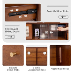 Bamboo TV Stand for TV up to 65 Inch-Brown