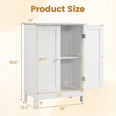 Bathroom Floor Storage Double Door Cupboard Cabinet-White