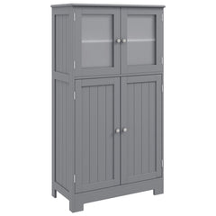 Bathroom Floor Storage Locker Kitchen Cabinet with Doors and Adjustable Shelf-Gray
