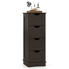 Bathroom Storage Cabinet with Cutout Handles and 4 Drawers-Brown
