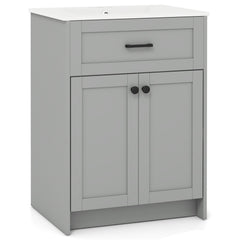 Bathroom Vanity Unit with Basin and 2 Doors-Gray