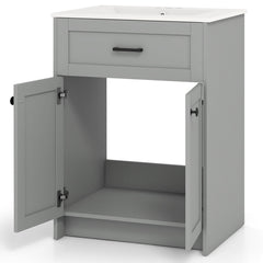 Bathroom Vanity Unit with Basin and 2 Doors-Gray