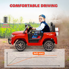 12V Toyota LAND CRUISER Licensed Kids Car w/ Remote Control, Four Wheel Spring Suspension, Soft Start, LED Light, Red