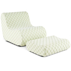 Sage Green Teddy Velvet Lounge Chair with Ottoman, One Piece Sponge and Machine Washable Covers