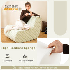 Sage Green Teddy Velvet Lounge Chair with Ottoman, One Piece Sponge and Machine Washable Covers