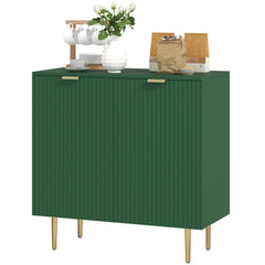 Modern Kitchen Storage Cabinet, Sideboard Buffet Cabinet with Adjustable Shelves and Metal Legs for Kitchen, Black