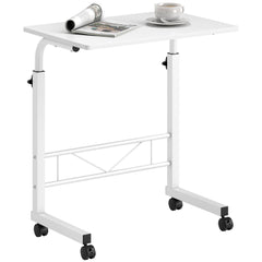 Mobile Standing Desk with Adjustable Height, 23.5 inch Stand Up Desk with Wheels, Natural Wood