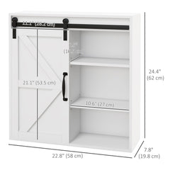Bathroom Medicine Cabinet, Wall Cabinet with Sliding Door and Adjustable Shelf, 22.8" x 7.8" x 24.4", White