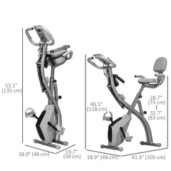 3 in 1 Folding Exercise Bike, Foldable Stationary Bike with 8-Level Magnetic Resistance, Adjustable Seat, Black