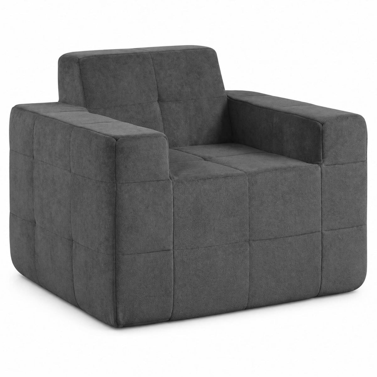 Charcoal Boneless Cloud Armchair, 39 in Wide with 8.5 in Armrests and an 18 in Seat, Rated 352 lb