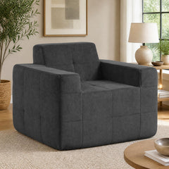 Charcoal Boneless Cloud Armchair, 39 in Wide with 8.5 in Armrests and an 18 in Seat, Rated 352 lb