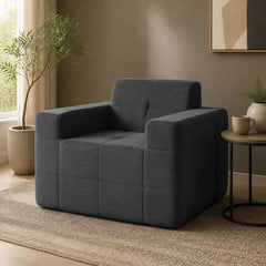 Charcoal Boneless Cloud Armchair, 39 in Wide with 8.5 in Armrests and an 18 in Seat, Rated 352 lb