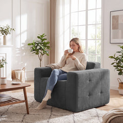 Charcoal Boneless Cloud Armchair, 39 in Wide with 8.5 in Armrests and an 18 in Seat, Rated 352 lb