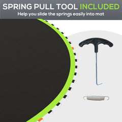 Trampoline Mat Replacement with Spring Pull Tool and 72 V-Hooks, Fits 12ft Trampoline, Using 5.5" Springs, Green