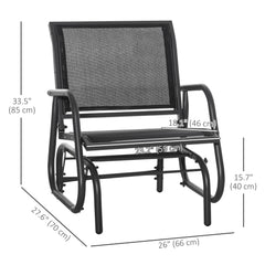 Patio Glider Set of 2 Outdoor Glider Chair with Breathable Mesh Seat & Backrest, Armrests and Metal Frame, Black
