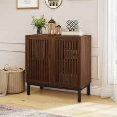 Buffet Cabinet with Storage 32 inches Wooden Sideboard Coffee Bar Station-Walnut
