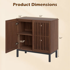 Buffet Cabinet with Storage 32 inches Wooden Sideboard Coffee Bar Station-Walnut
