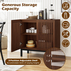Buffet Cabinet with Storage 32 inches Wooden Sideboard Coffee Bar Station-Walnut