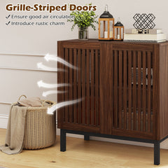 Buffet Cabinet with Storage 32 inches Wooden Sideboard Coffee Bar Station-Walnut