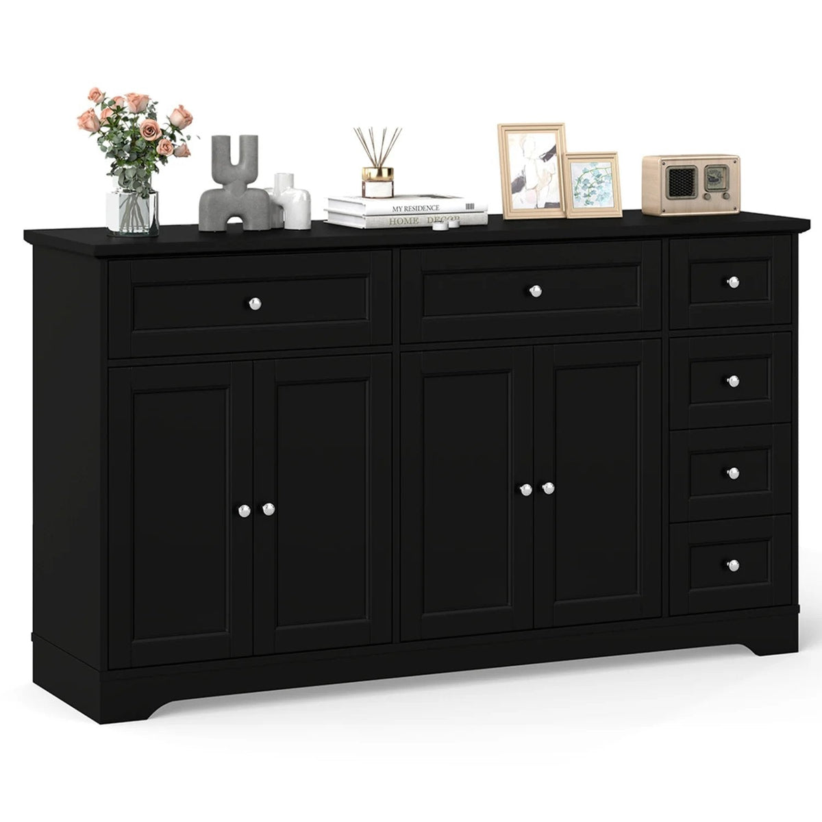 Buffet Sideboard 59 inches Modern Coffee Bar Station Console Table-Black