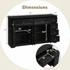 Buffet Sideboard 59 inches Modern Coffee Bar Station Console Table-Black