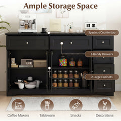 Buffet Sideboard 59 inches Modern Coffee Bar Station Console Table-Black