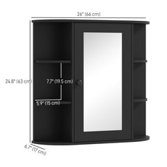 Mirrored Bathroom Wall Cabinet Wall Mounted Medicine Cabinet with Door & Shelves, White