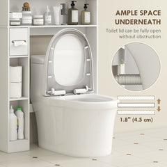 Over the Toilet Storage Cabinet, Bathroom Organizer with Adjustable Shelf, Toilet Paper Holder for Bathroom, Laundry