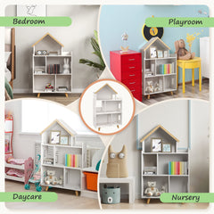 Toy Storage Organizer Cabinet, 3-Tier Kids Bookshelf for Playroom, Kids Room, Nursery, Kindergarten, White